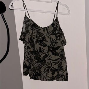 Old Navy Black and Green Ruffled Camisole